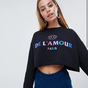 ASOS DESIGN Raw Hem Crop Sweat